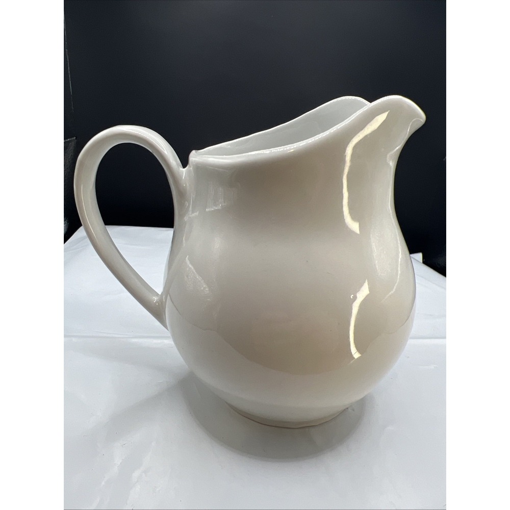 Vintage White Pitcher Milk Creamer Syrup Ironstone Brasil Pottery China 5"